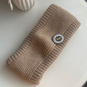 Tan Knit Headband with Plush Lining